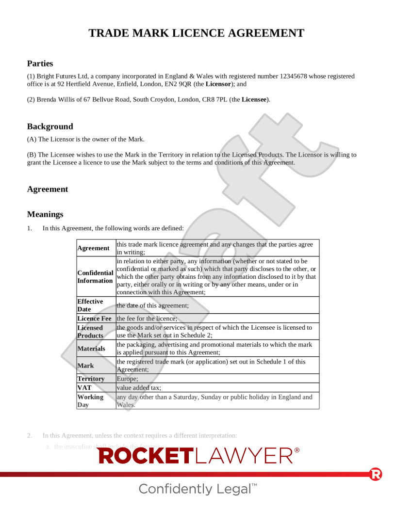 Make your Trade mark licence agreement