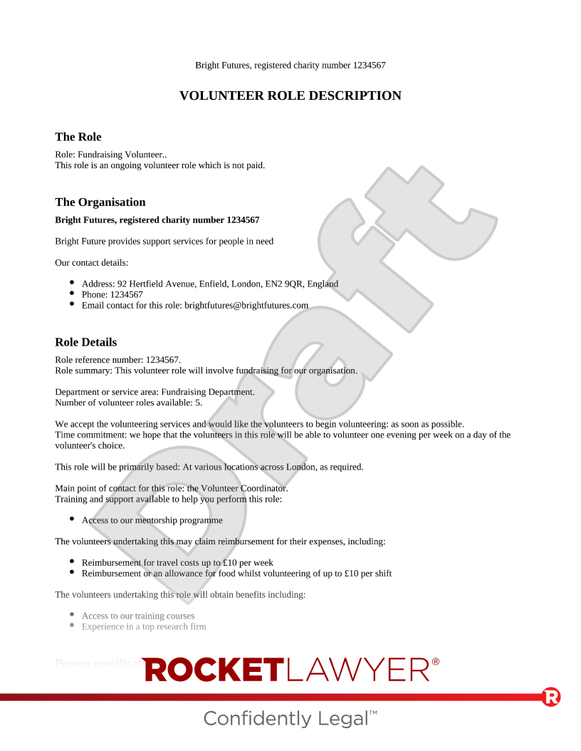 Volunteer Role Description document preview