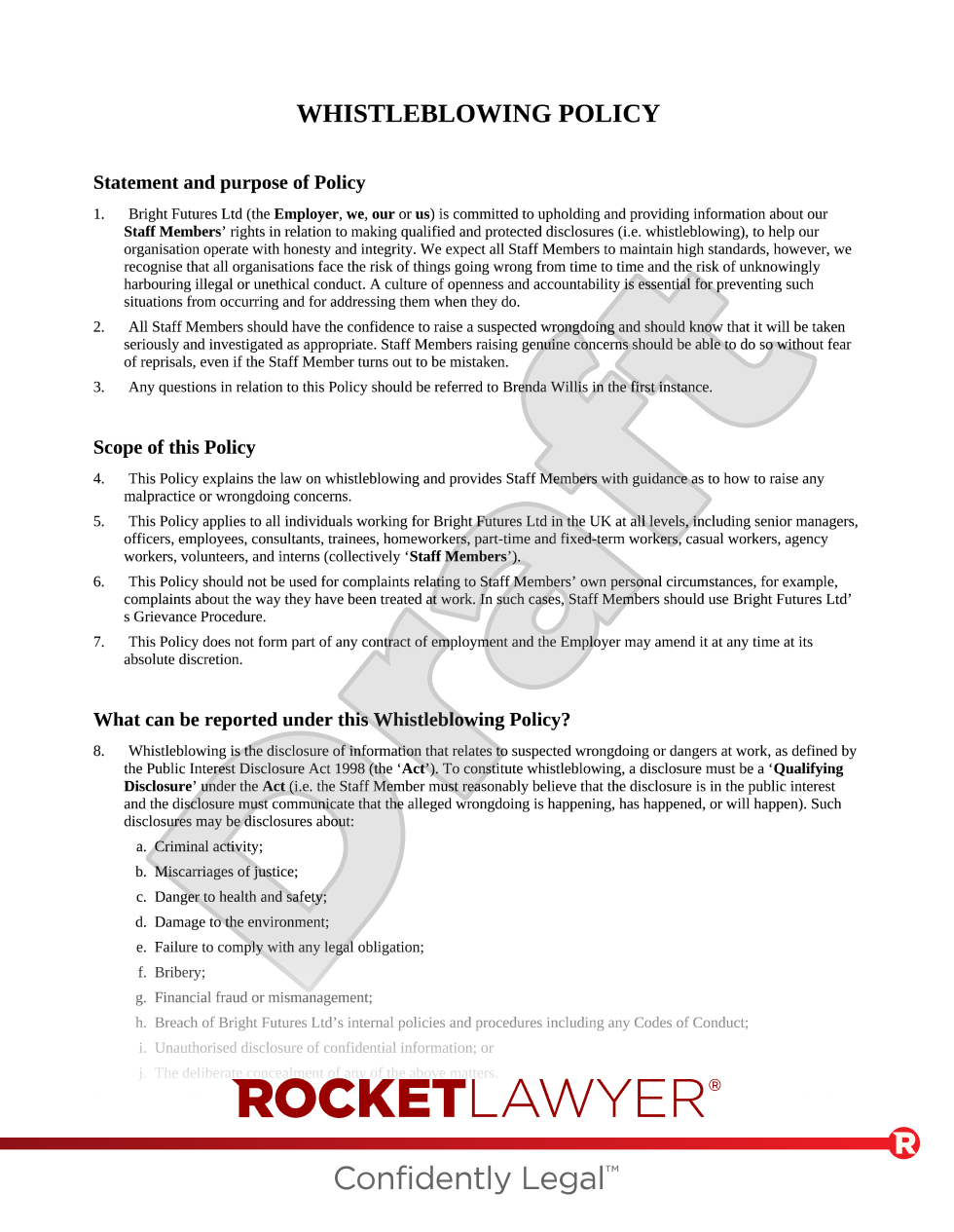 Whistleblowing Policy document preview