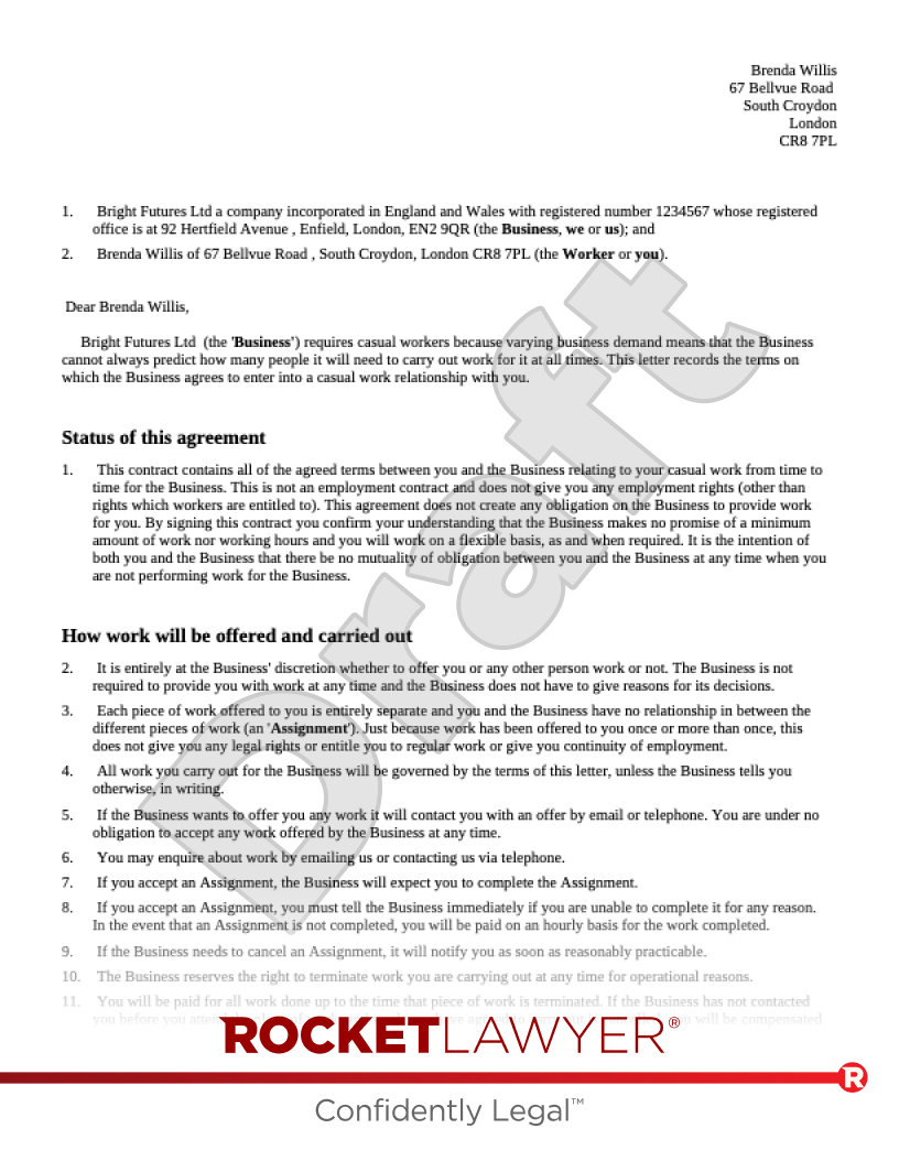 Zero Hours Contract document preview