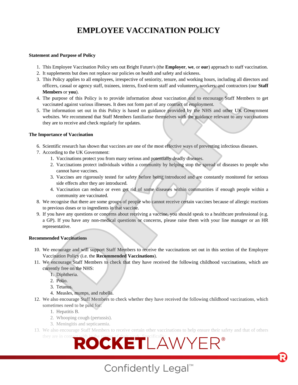 Staff Vaccination Policy Template & FAQs Rocket Lawyer UK