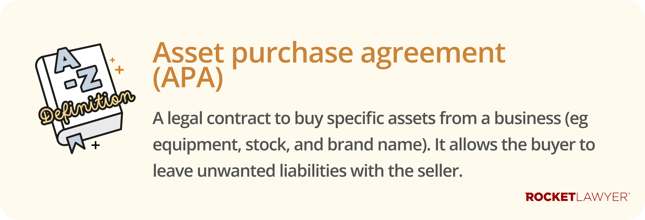 Infographic defining what an asset purchase agreement is