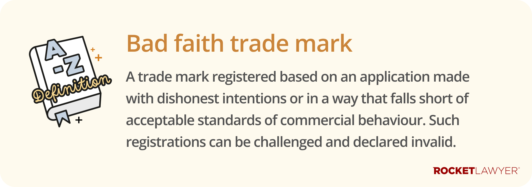 Infographic defining what a bad faith trade mark is