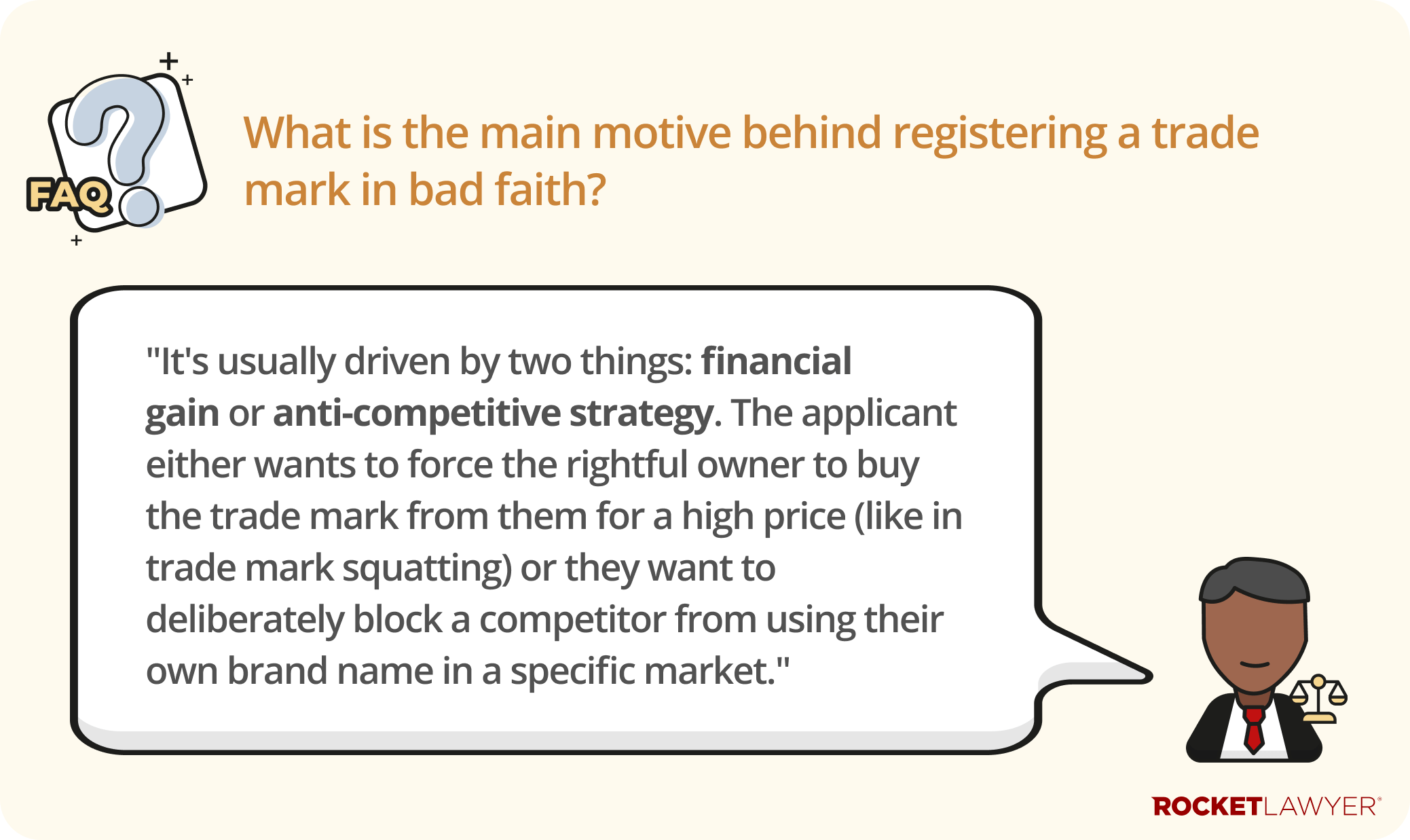 Infographic answering the question What is the main motive behind registering a trade mark in bad faith?
