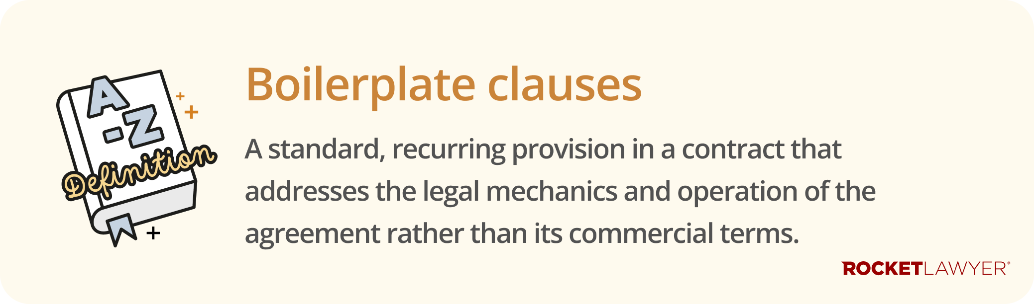 Infographic defining boilerplate clauses