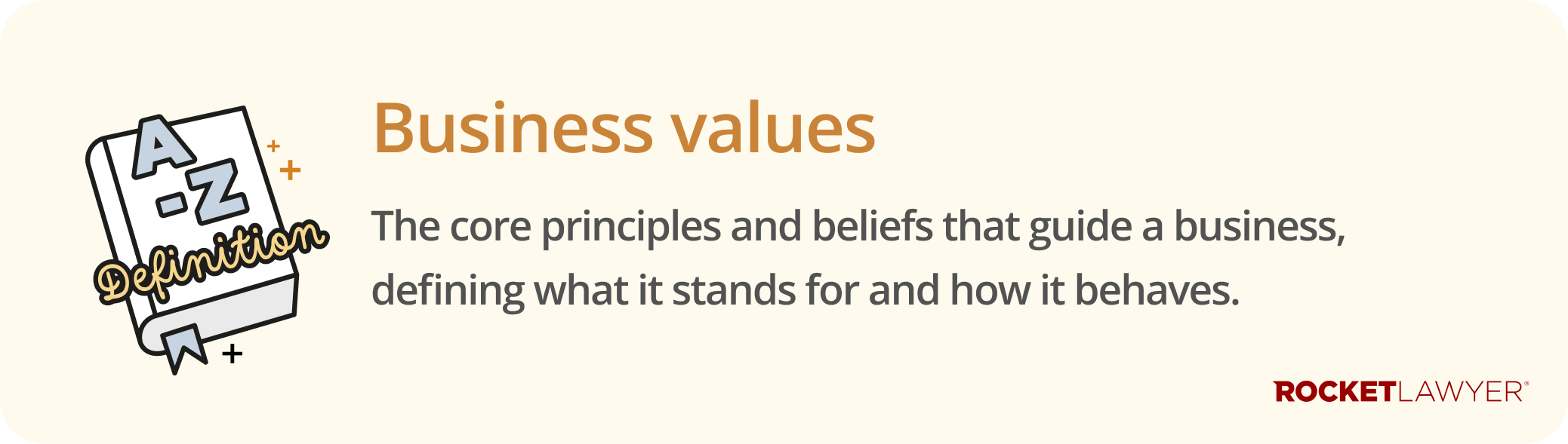 Infographic showing the definition of business values