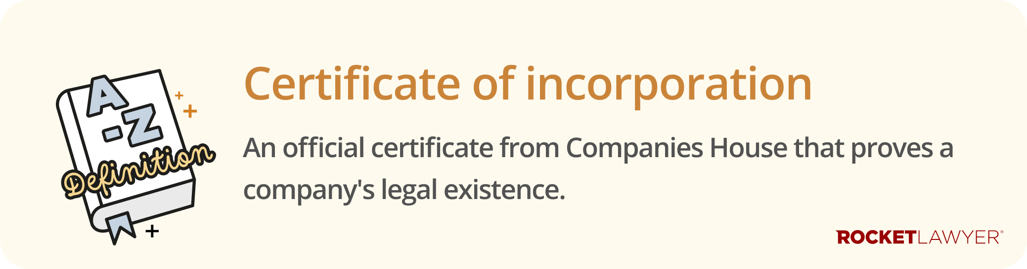 Infographic defining what a certificate of incorporation is