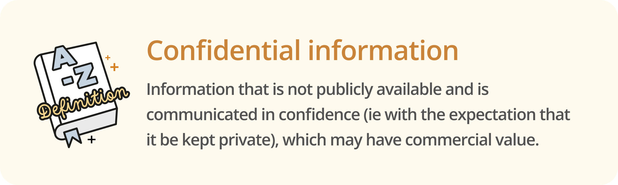 Infographic showing the definition of confidential information