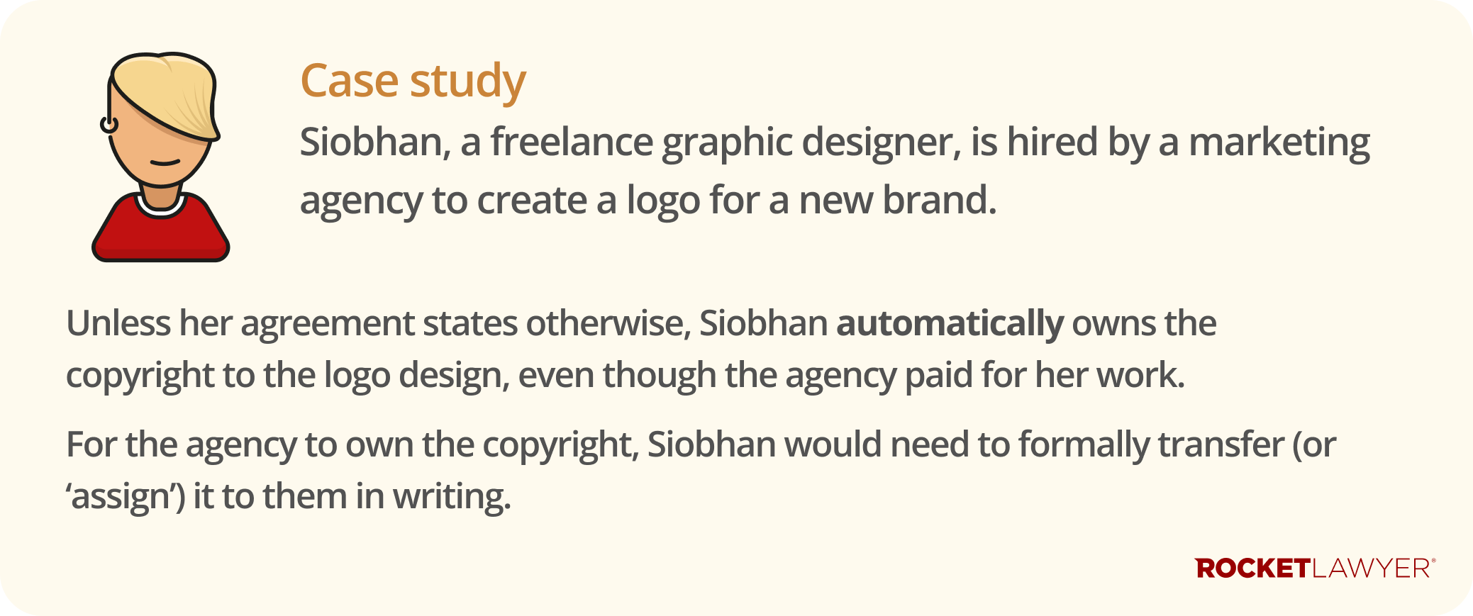 A case study infographic on how copyright works for freelance creators