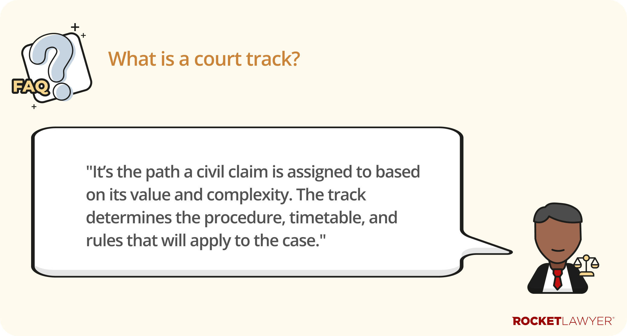 A Q&A infographic addressing what a court track is