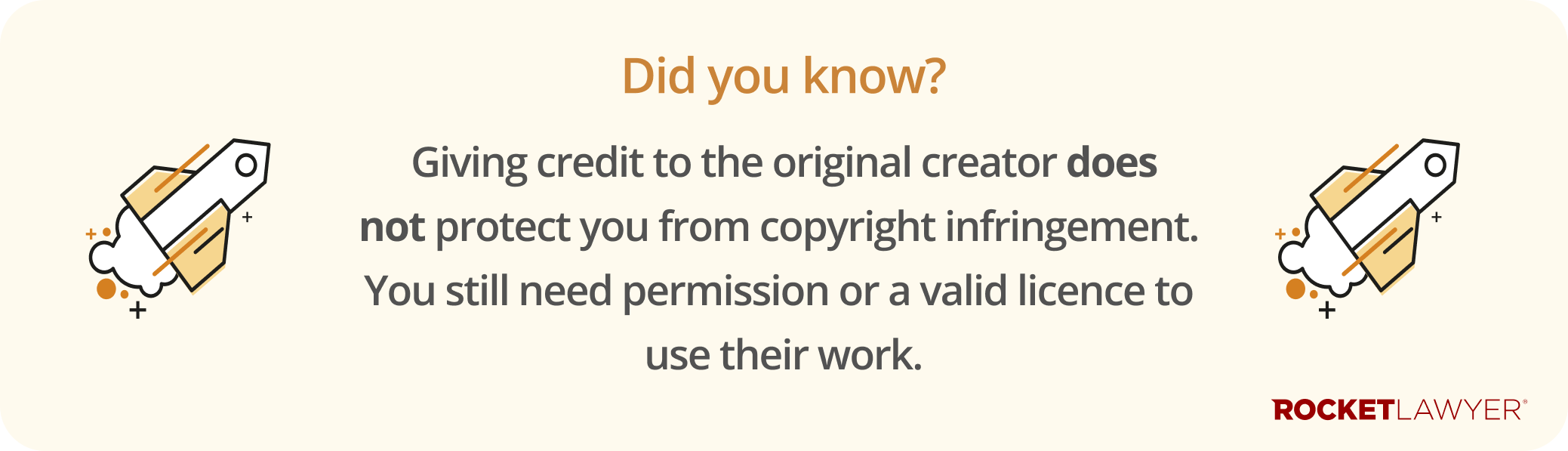 Infographic noting that crediting the original creator does not mean copyright hasn't been infringed
