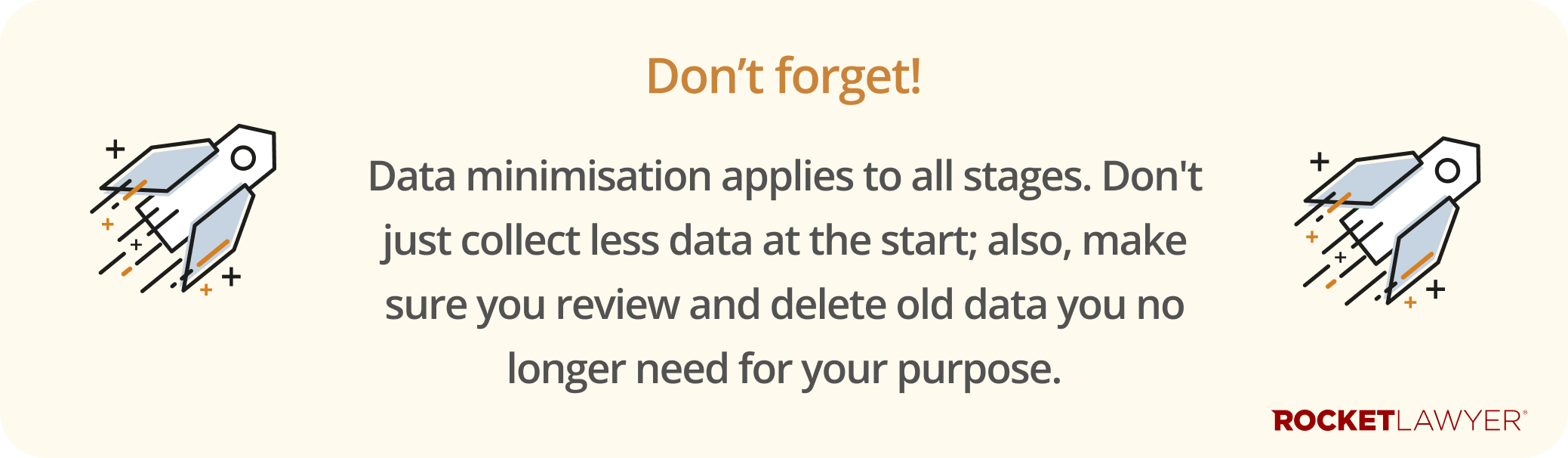 Infographic noting that the data minimisation principles applies to all stages of data processing