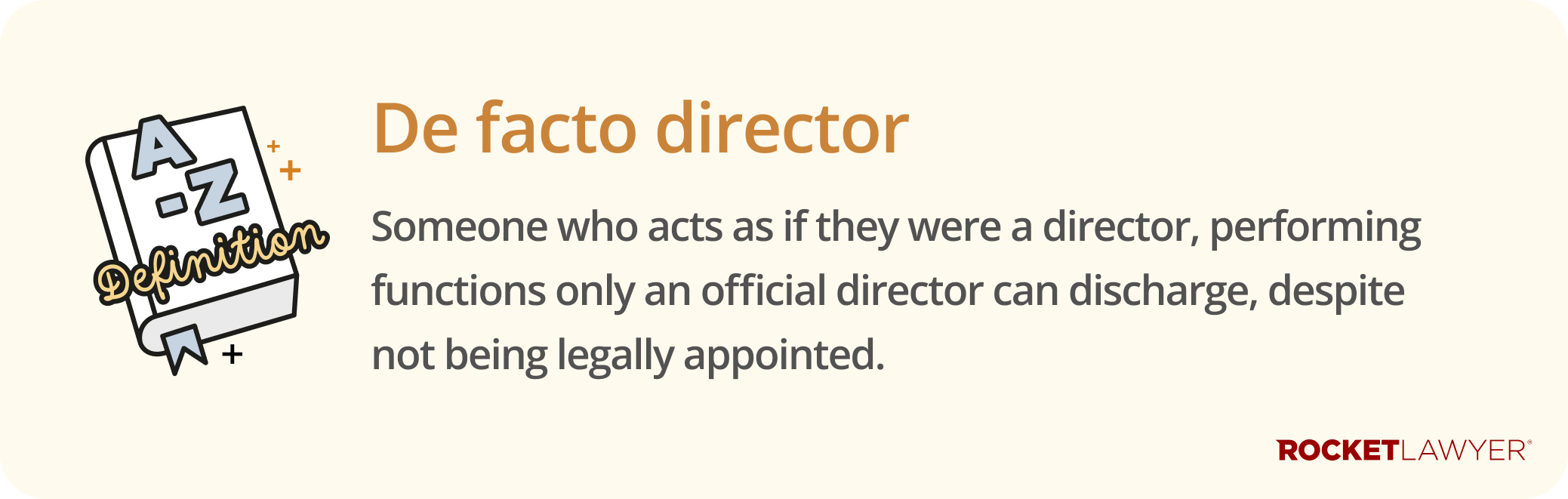Infographic defining what a de facto director is
