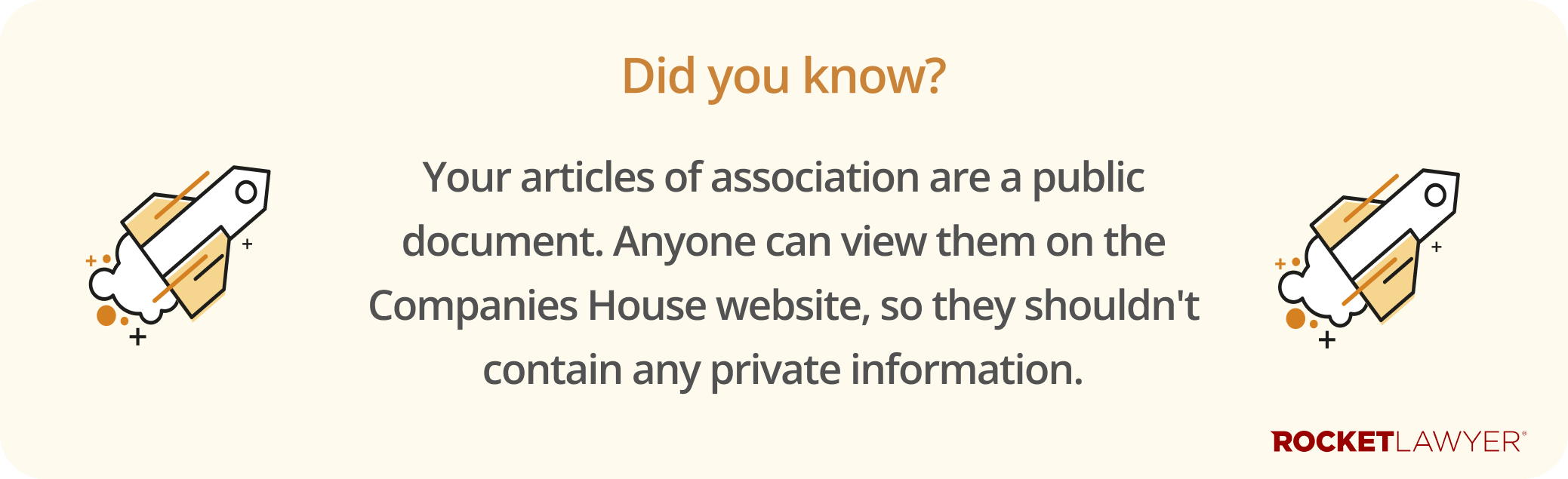 Infographic highlighting that articles of association are a public document and anyone can find them in the Companies House website
