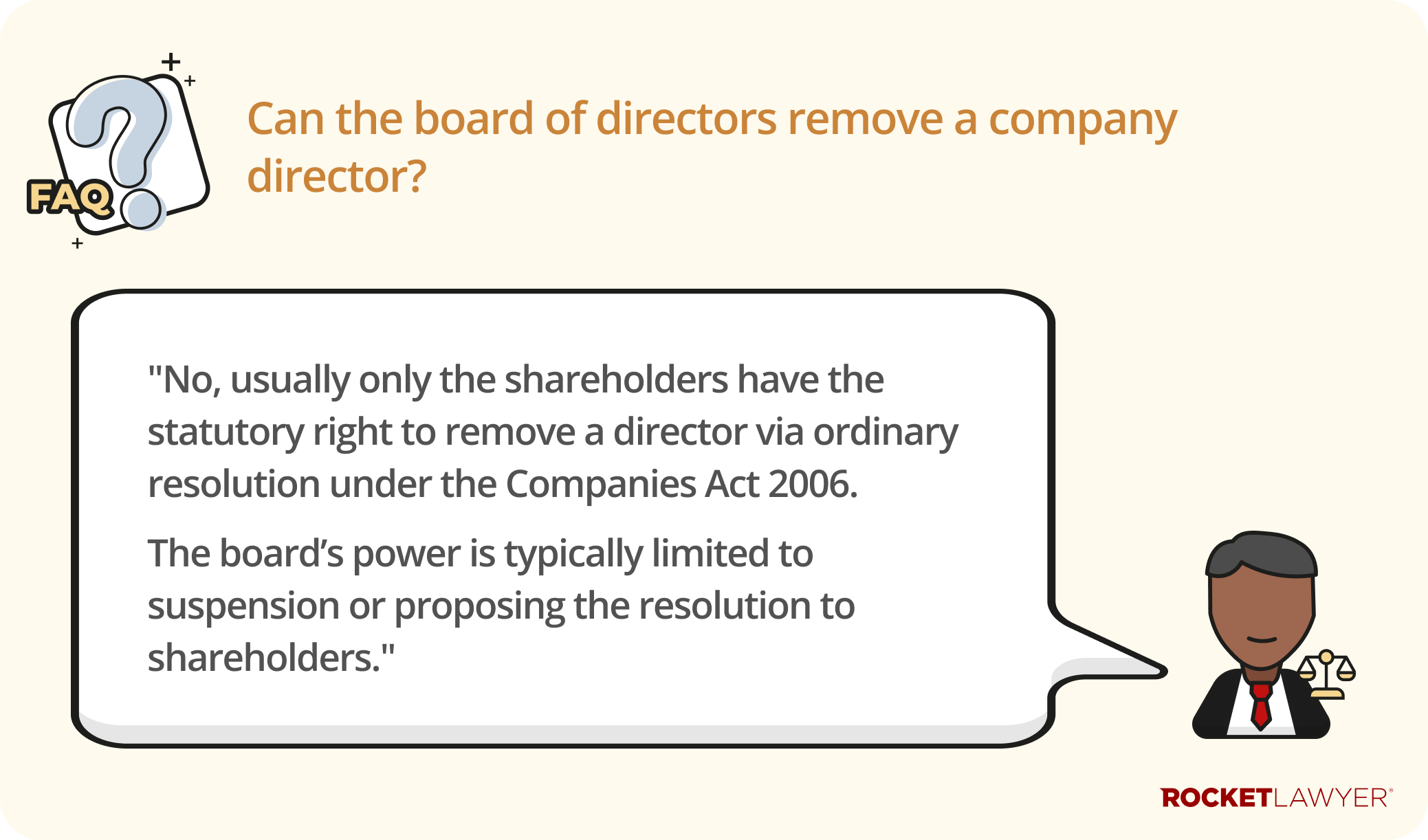 A Q&A infographic addressing if the board of directors can remove a director
