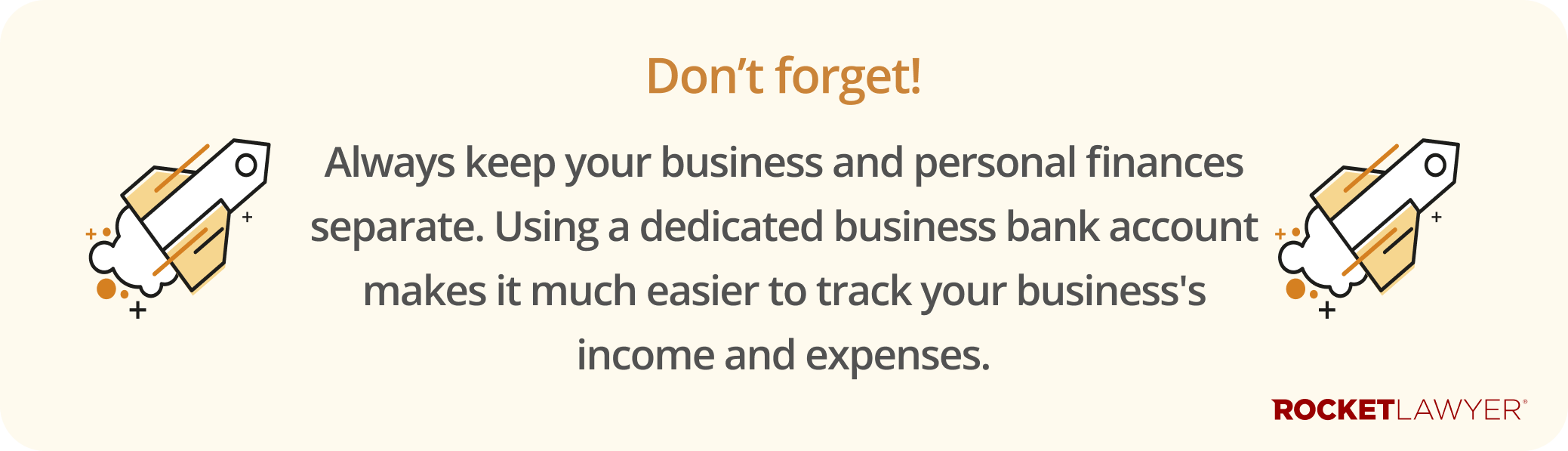 Infographic noting that it's important to keep personal and business finances separated so business owners can keep better score of their income and expenses