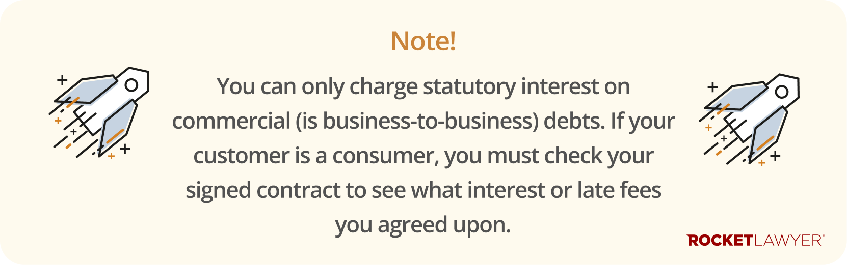 Infographic noting that statutory interest can only be charged on commercial (B2B) debts