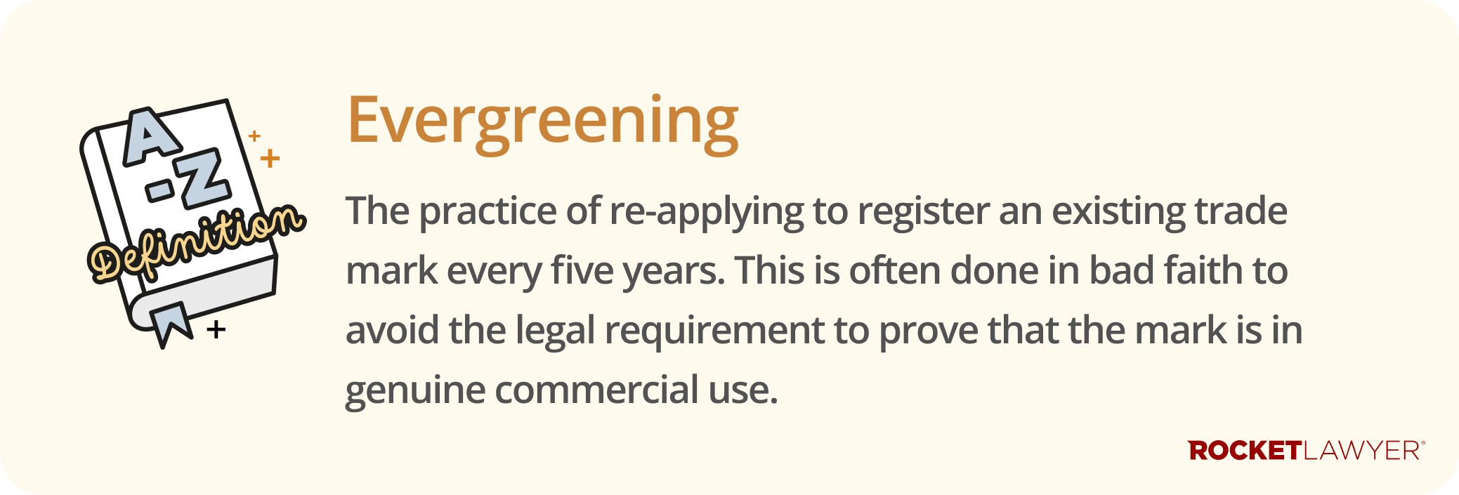 Infographic defining what evergreening is in relation to trade marks