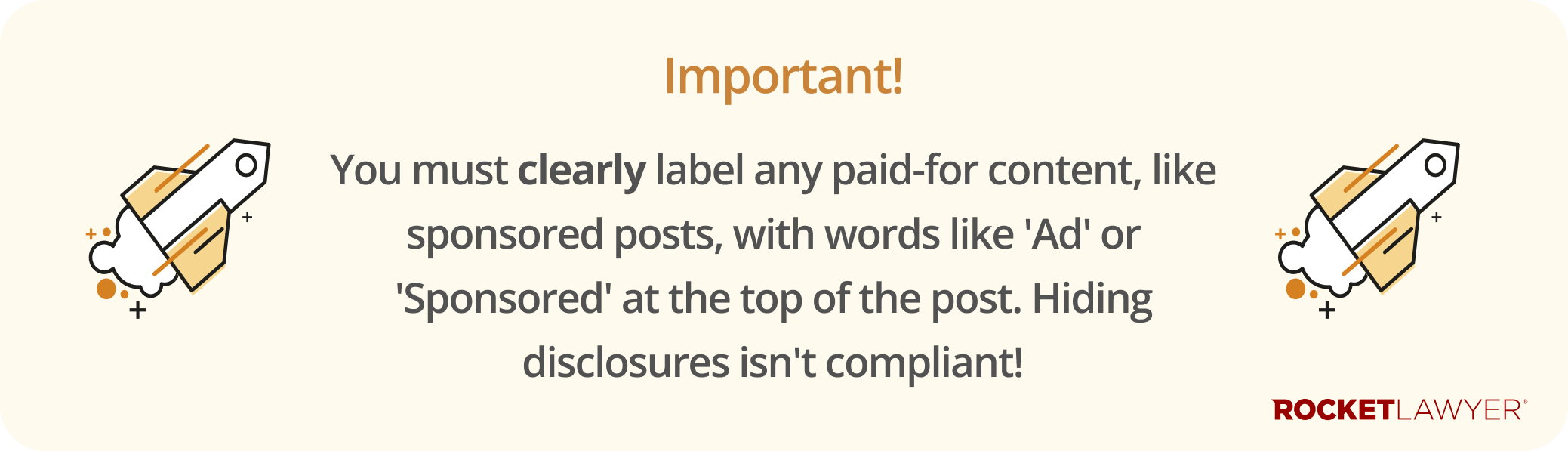 Infographic hihglighting that all paid and sponsored content published in a blog should be labelled as such