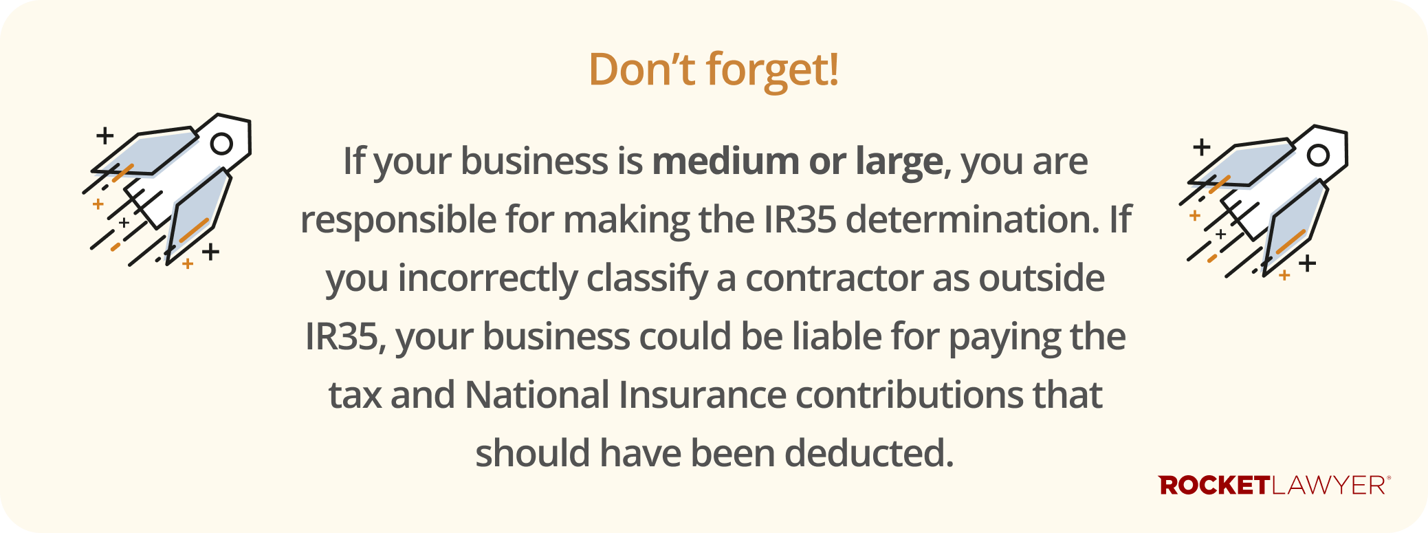 Infographic highlighting that if your business is medium or large, you are responsible for making IR35 determinations