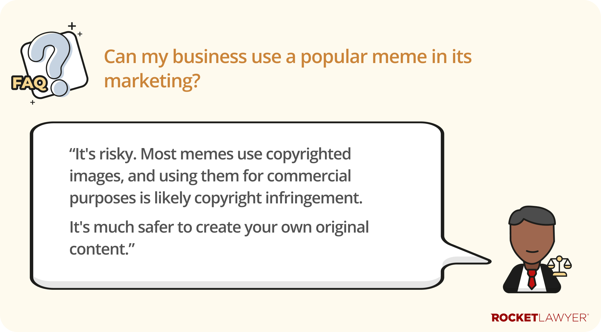 A Q&A infographic addressing whether memes can be used in marketing