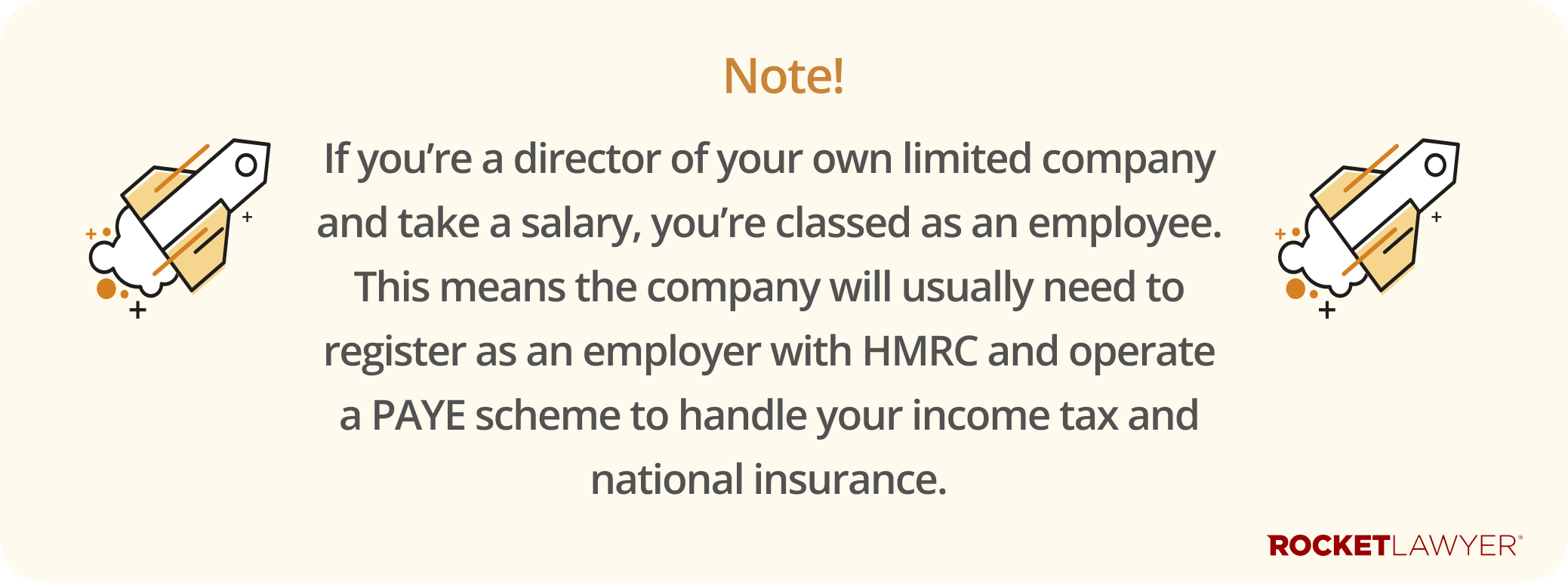 Infographic noting that directors of a company they own are still employees, meaning that the company must register with HMRC as an employer