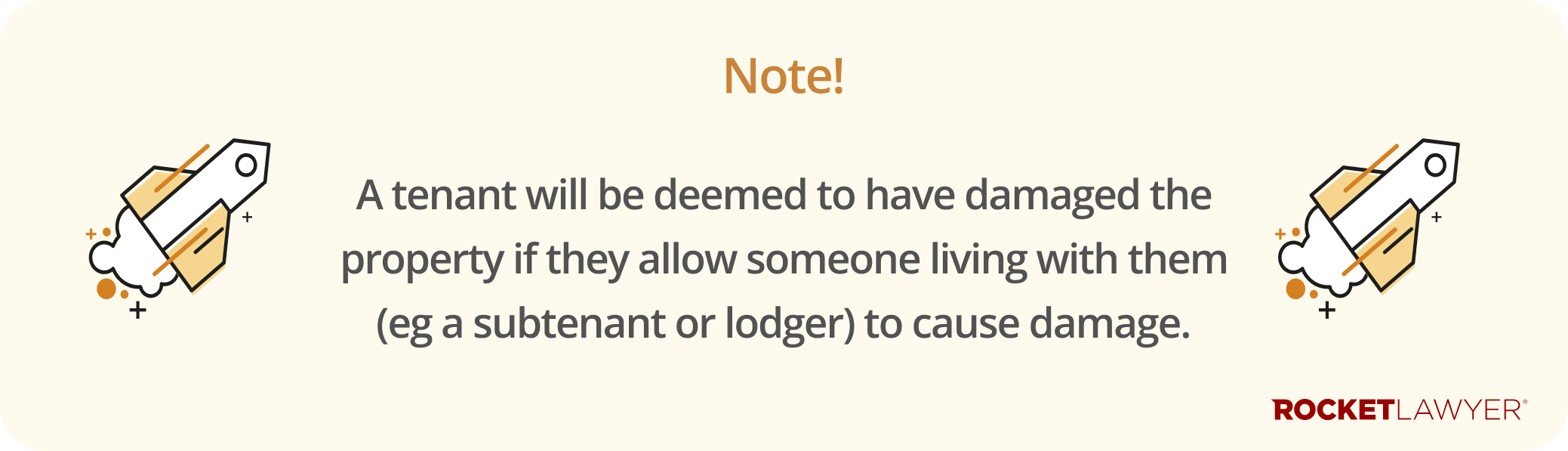Infographic highlighting that a tenant is considered to have damaged a rental property if they let someone living them cause damage