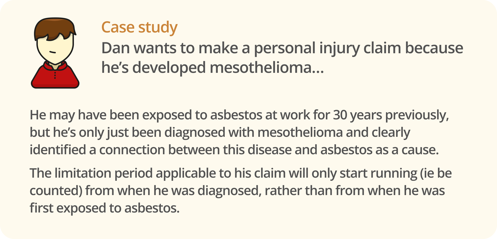 Infographic showing a case study to exemplify when a limitation period starts counting
