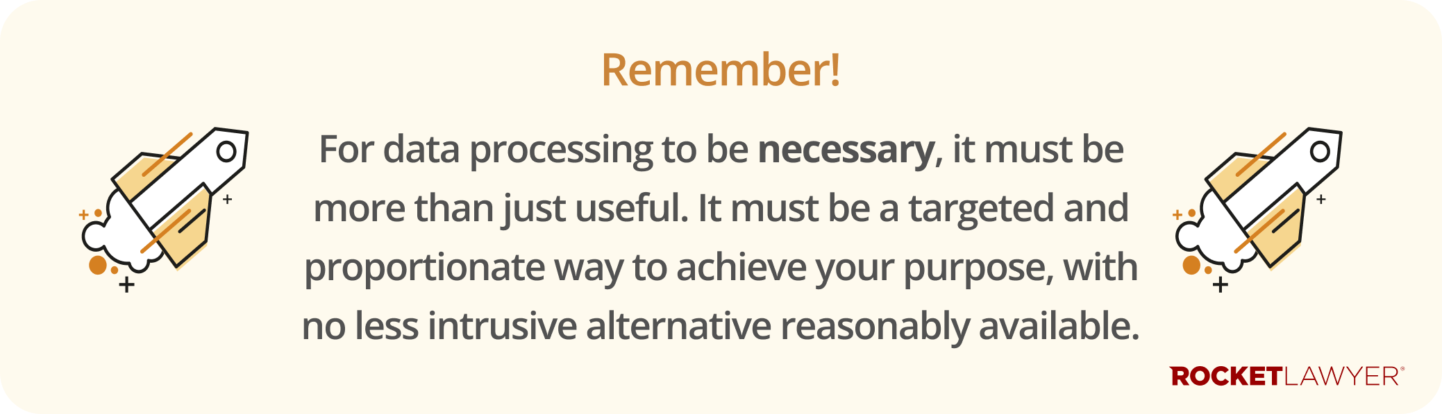 Infographic noting that for data processing to be necessary, it must be more than just useful