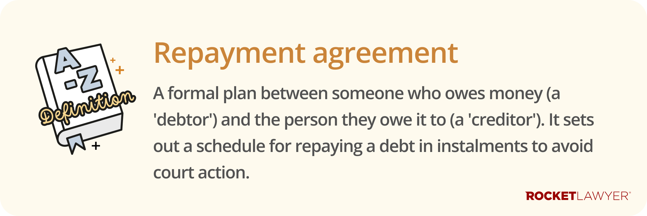 Infographic showing the definition of a repayment agreement