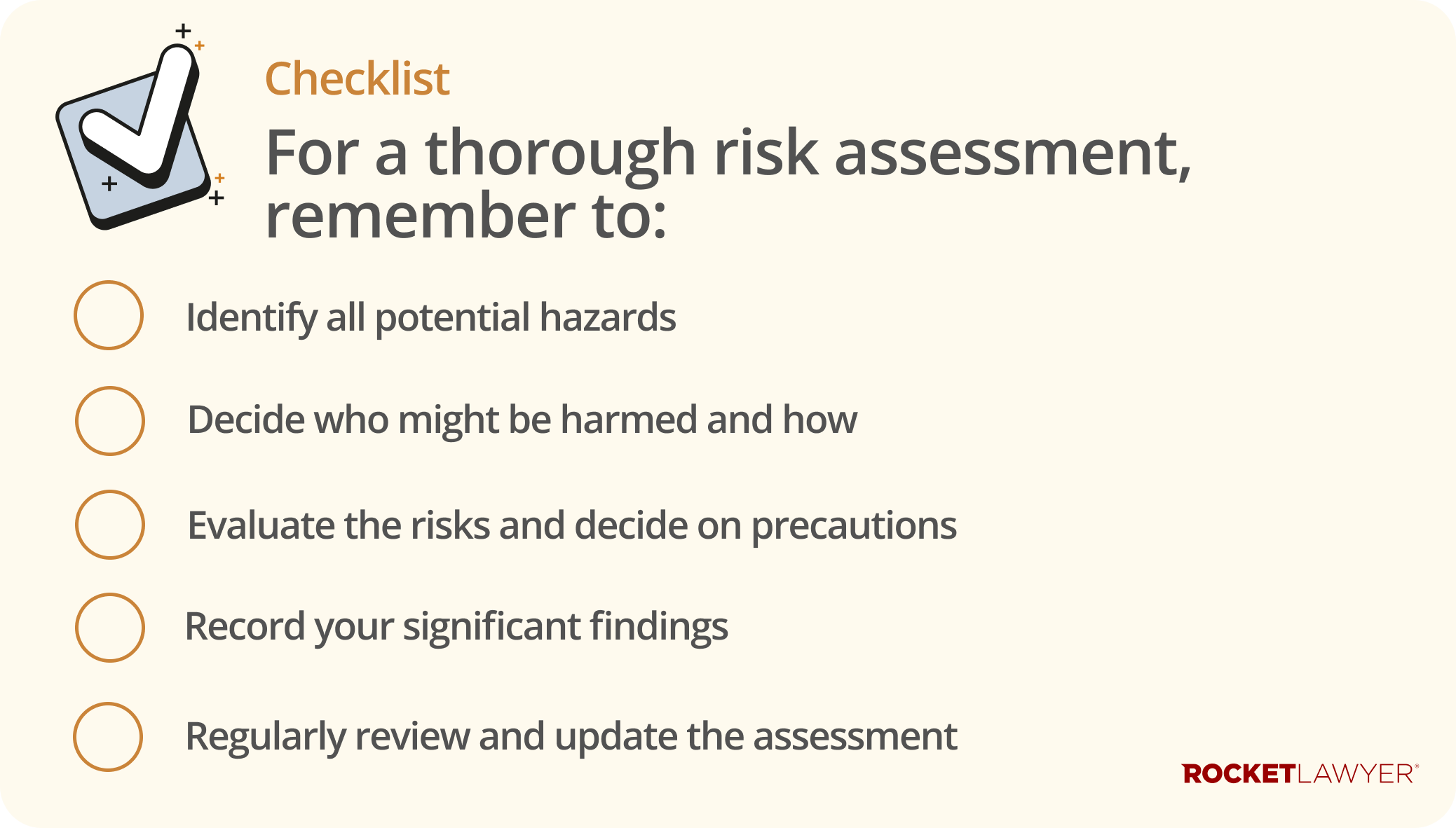 Infographic containing five essential steps for conducting a thorough risk assessment