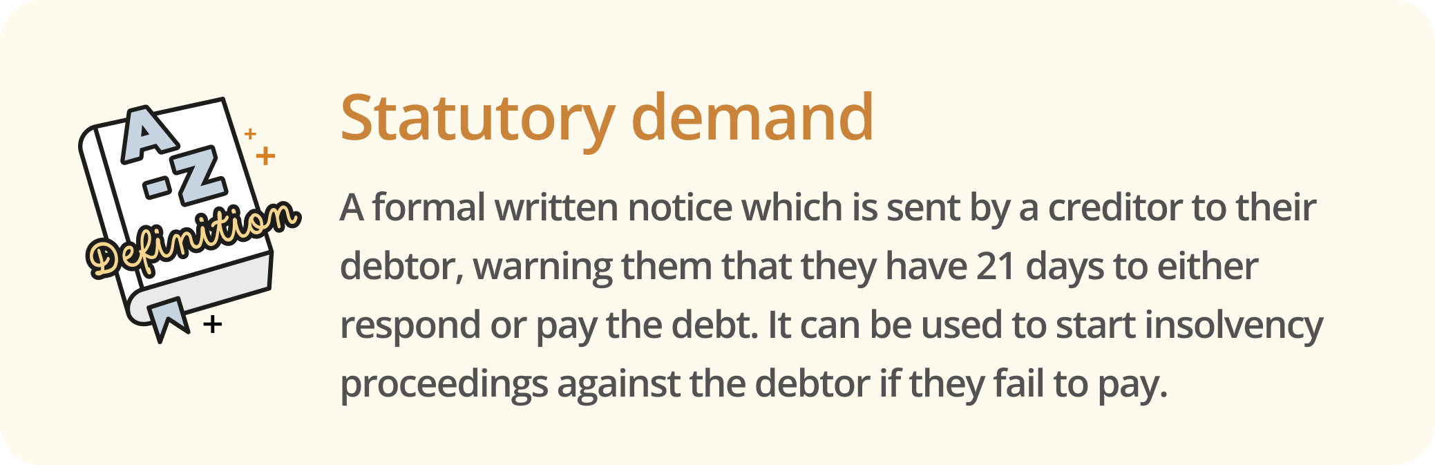 Infographic defining what a statutory demand is