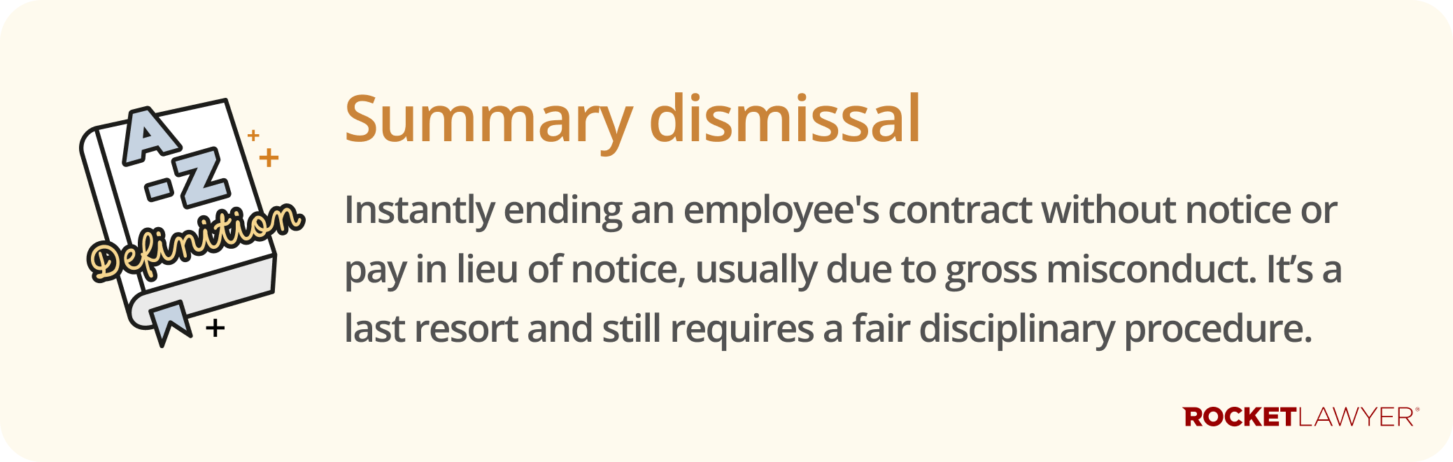 Infographic defining what summary dismissal is