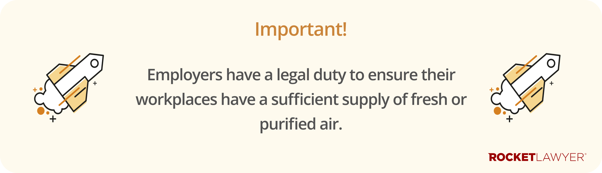 Infographic highlighting that employers must ensure that employees have a sufficient supply of fresh or purified air in the workplace