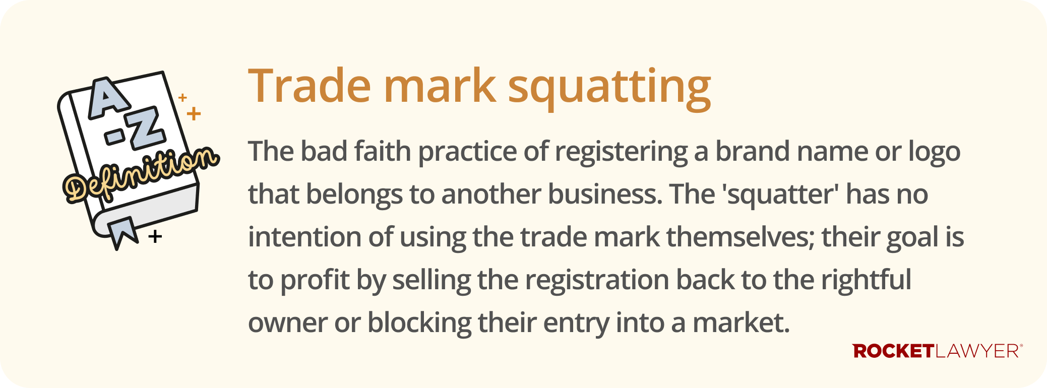 Infographic defining what trade mark squatting is