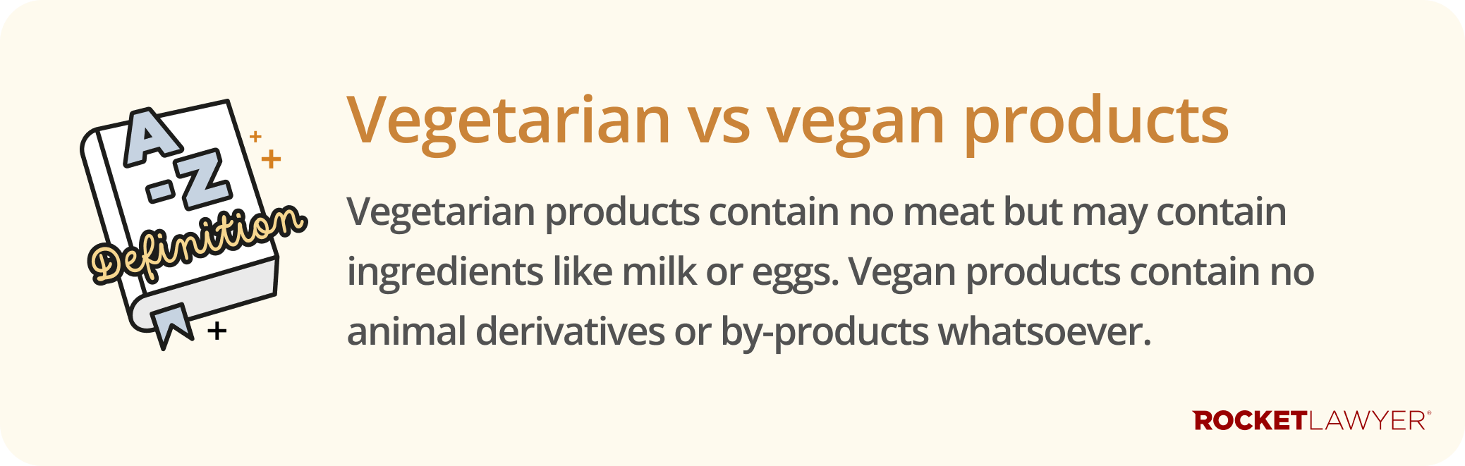 A definition infrographic highlighting what are vegetarian products and vegan products
