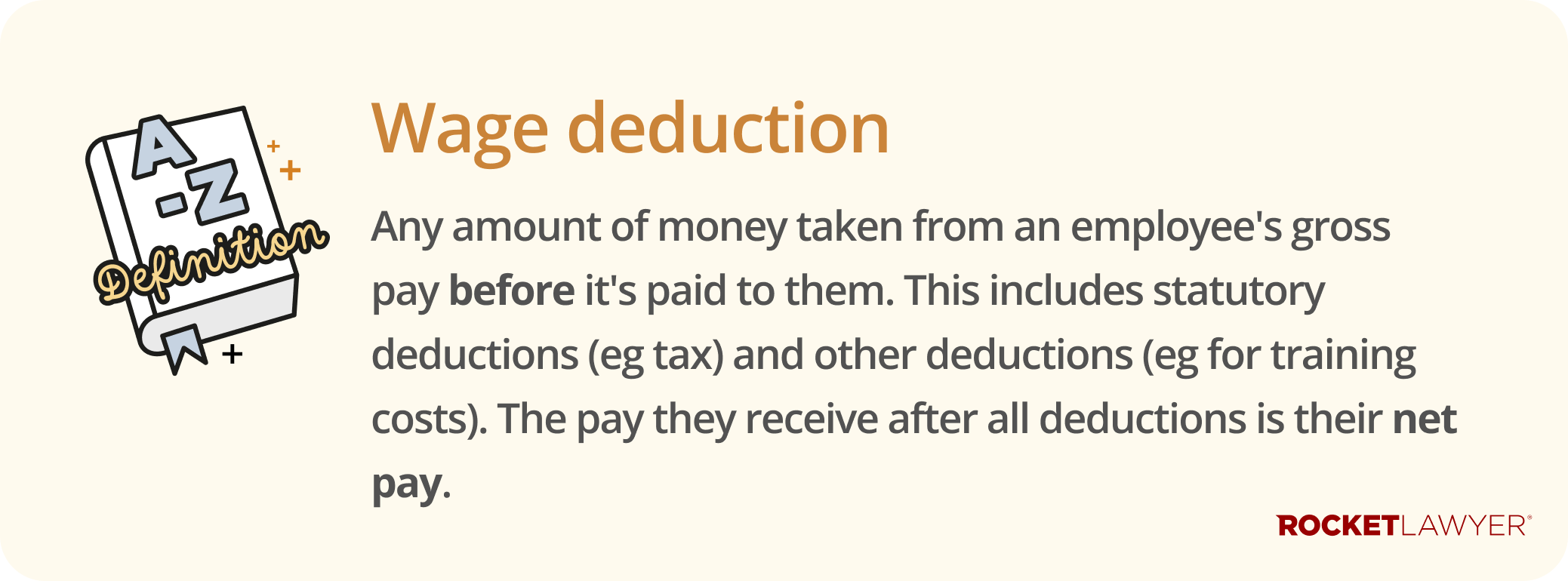 Infographic defining wage deduction