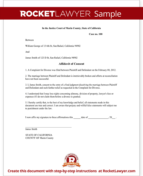 Sample Affidavit of Consent Form Template Sample Affidavit of Consent Form Template