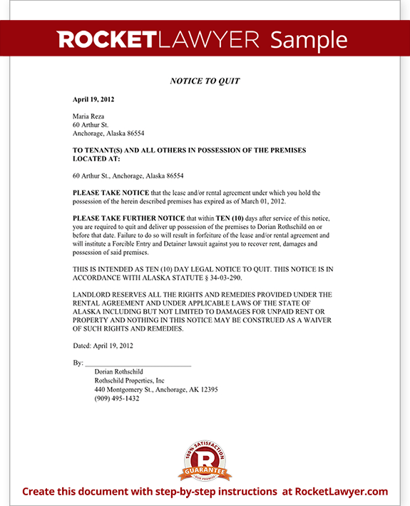 Sample Alaska Eviction Notice Form Template Sample Alaska Eviction Notice Form Template