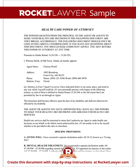 Sample Alaska Healthcare Power of Attorney Form Template Sample Alaska Healthcare Power of Attorney Form Template