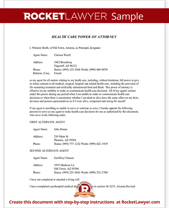 Sample Arizona Healthcare Power of Attorney Form Template Sample Arizona Healthcare Power of Attorney Form Template