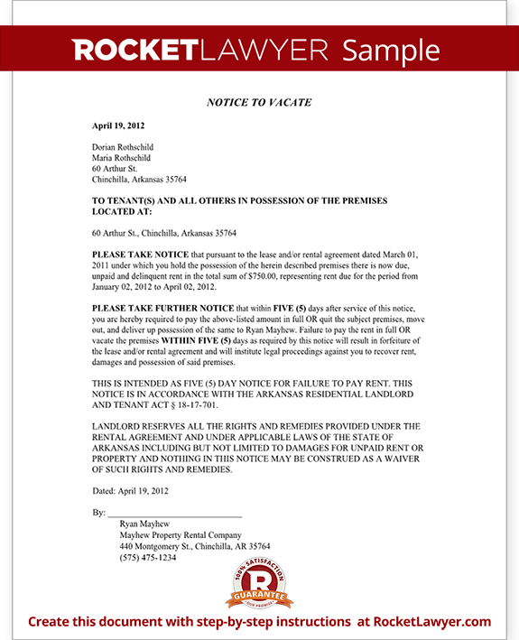 Arkansas Eviction Notice Form Arkansas Eviction Notice Sample
