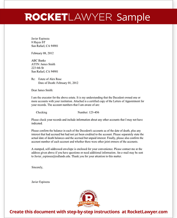Sample Letter Granting Access To Bank Account | Sample Business Letter