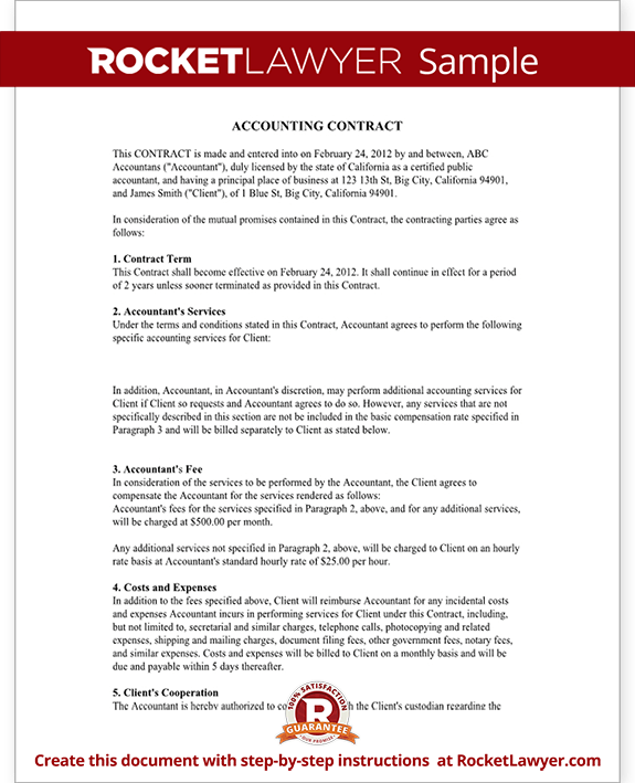 Bookkeeping Contract Agreement with Template