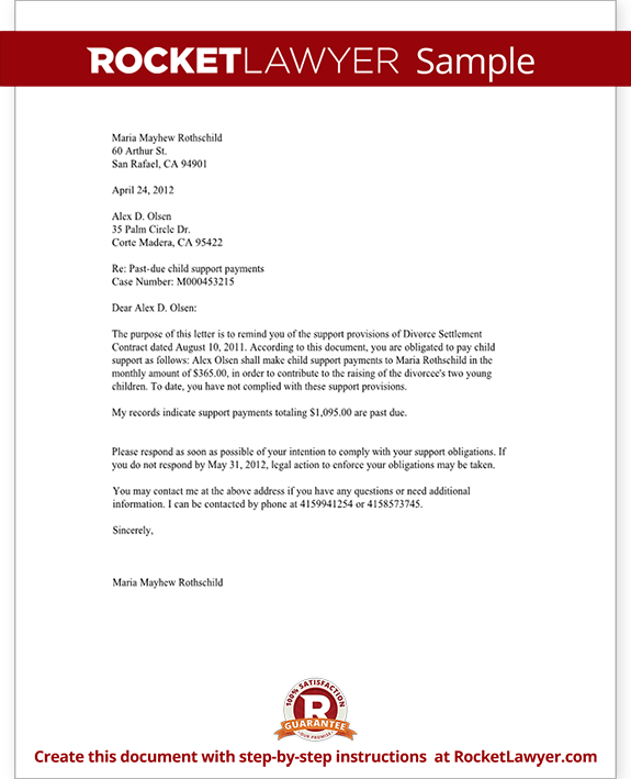 Demand for Child Support Payment Letter (with Sample) Demand for Child Support Payment Letter (with Sample)