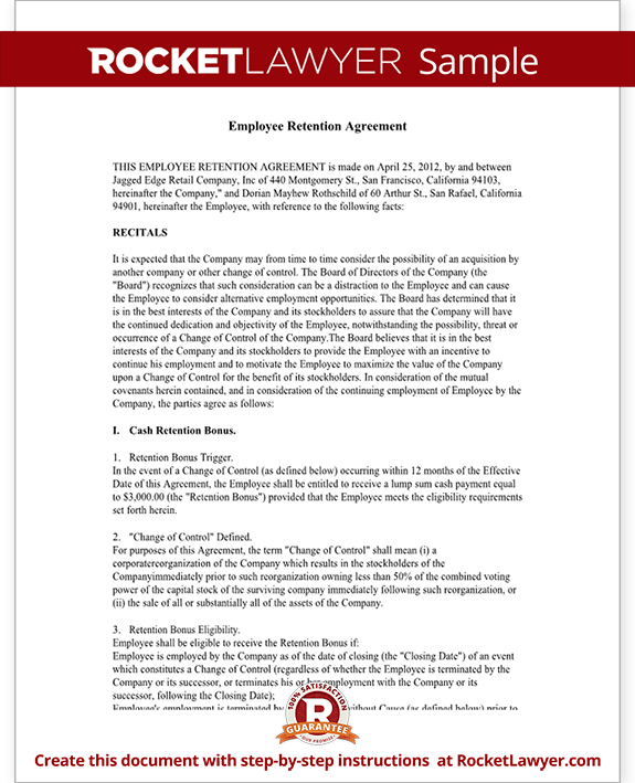 Employee Retention Agreement Template (with Sample)