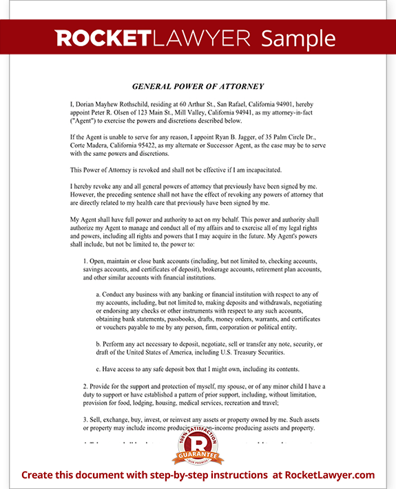 Sample General Power of Attorney Form Template Sample General Power of Attorney Form Template