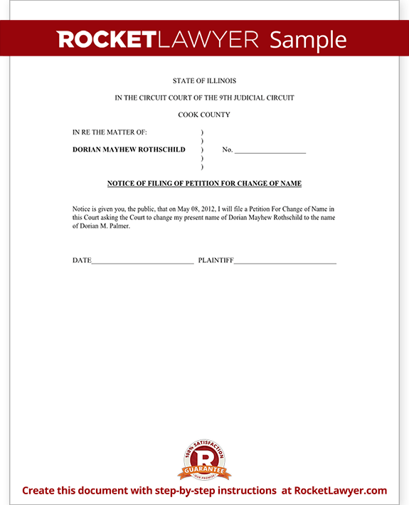 Sample Illinois Name Change Petition and Order Form Template Sample Illinois Name Change Petition and Order Form Template