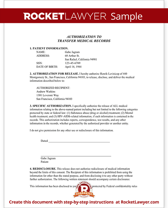 Medical Records Transfer Form - Transfer of Medical 