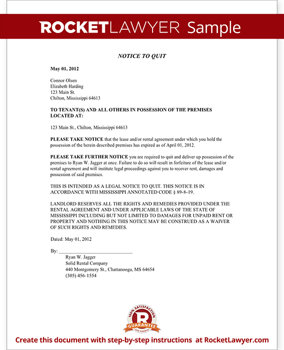 Mississippi Eviction Notice - MS Eviction Notice Form 